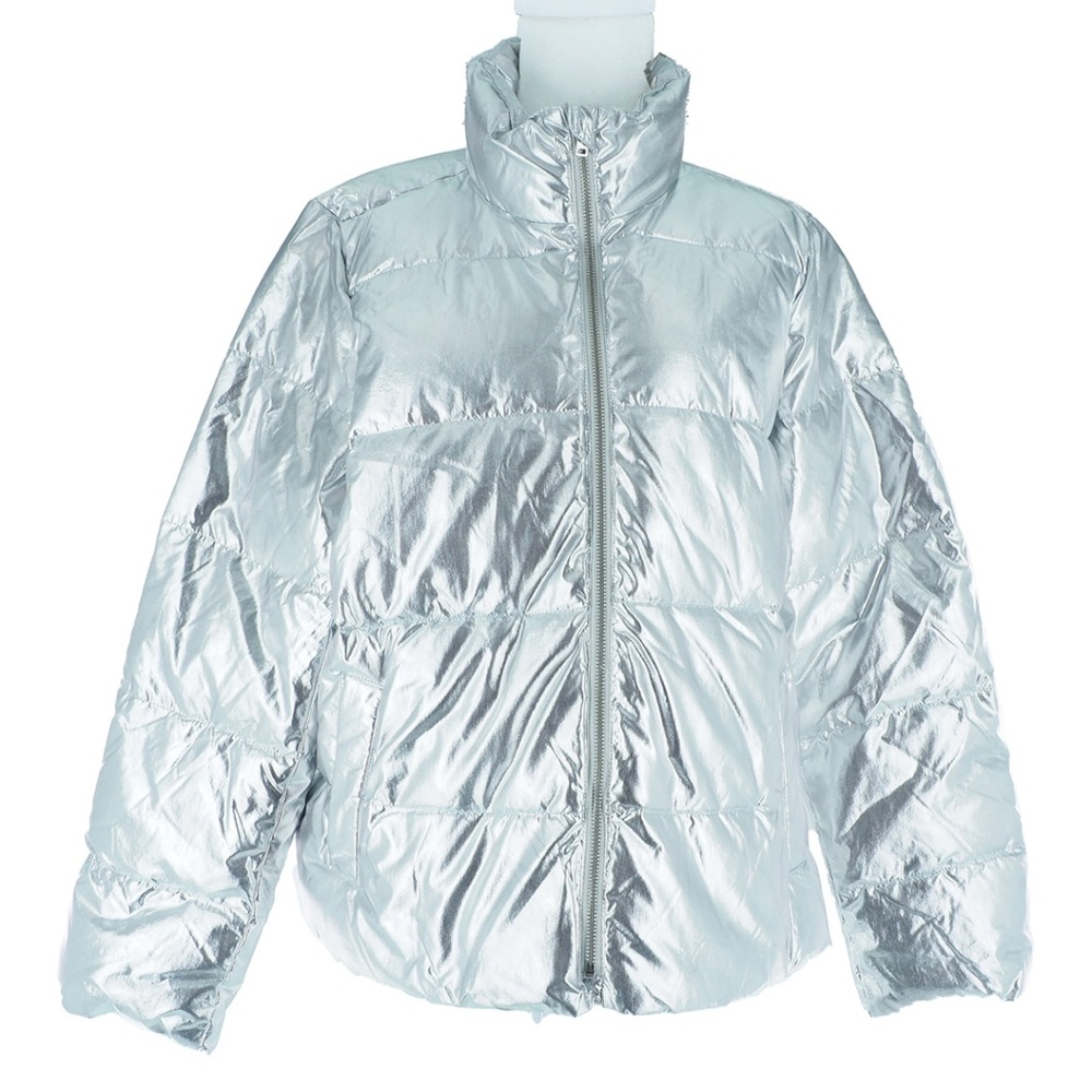 Metallic Short Puffer Jacket with Eco-Friendly Primaloft®
